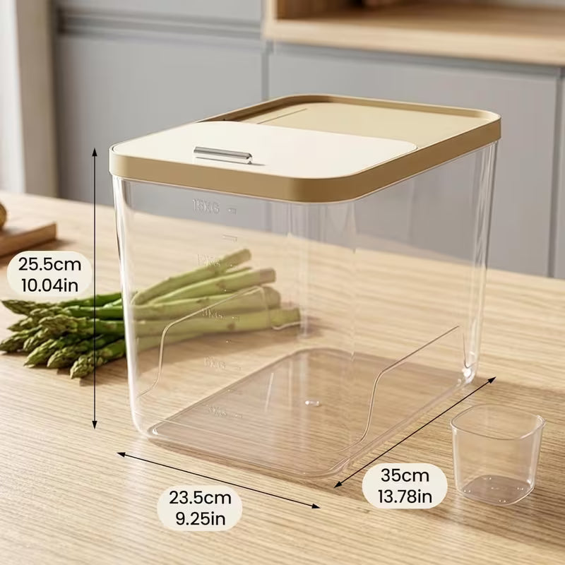 20L Airtight Rice Storage Container with Measuring Cup