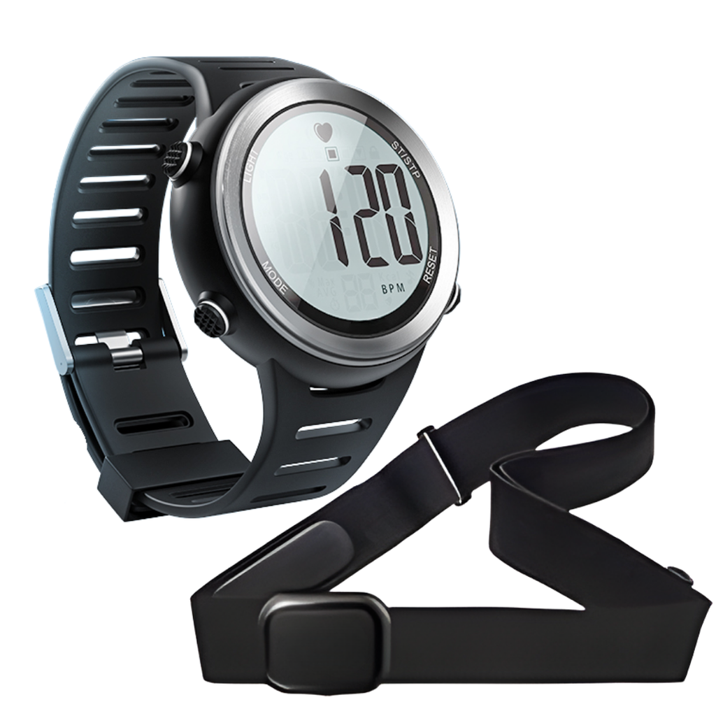 Digital Pulse Monitor Watch with Chest Strap and 5ATM Rating